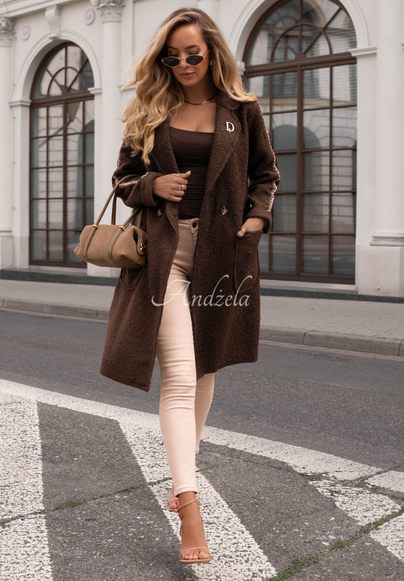 Mantel aus Lammfellimitat mit Verschluss und Taschen Rare Mood Schokoladenbraun