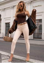 Hose Jeans skinny z paskiem Just Be You Hell Beige