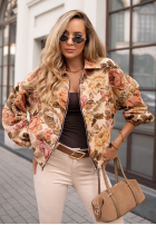 Żakardowa Jacke bomberka w kwiaty Secret Bloom Beige