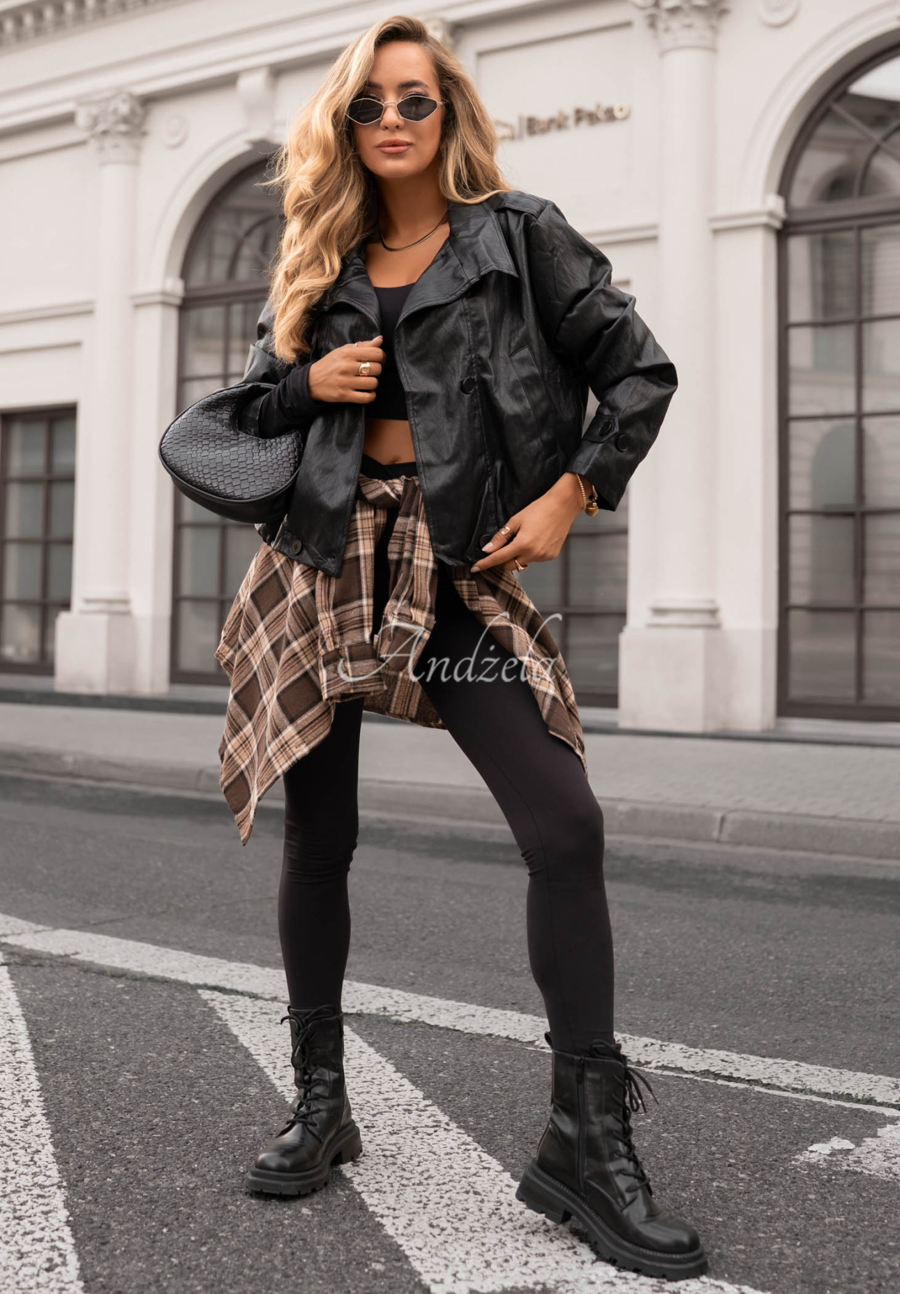 Leder-Bomberjacke Midnight Walk Schwarz