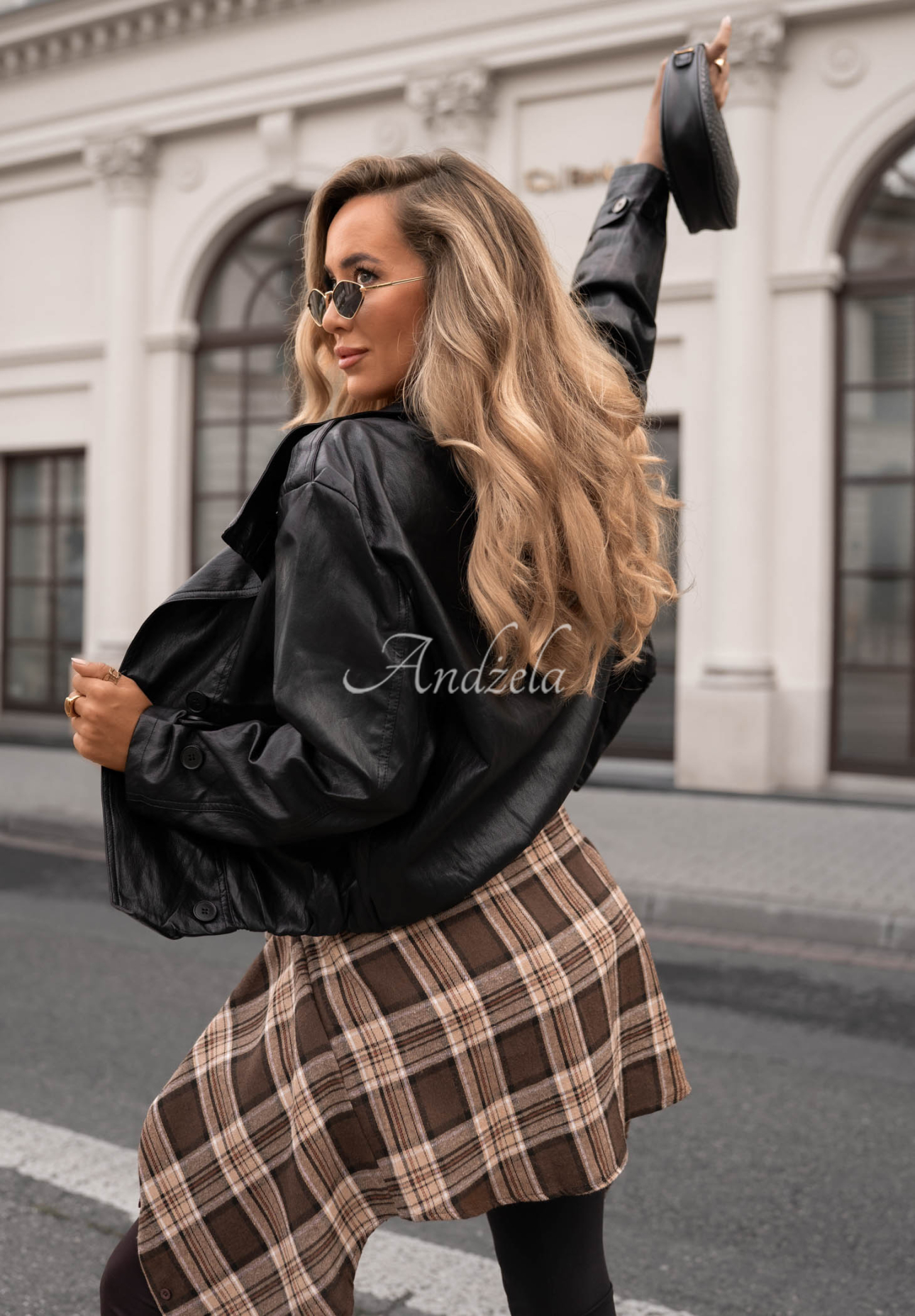 Leder-Bomberjacke Midnight Walk Schwarz