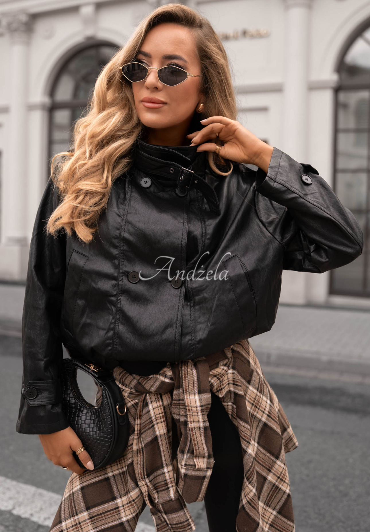 Leder-Bomberjacke Midnight Walk Schwarz
