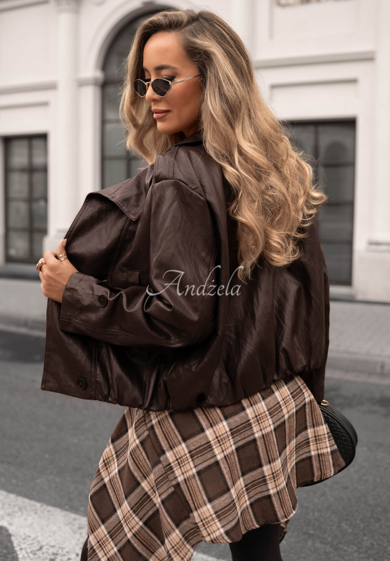 Leder-Bomberjacke Midnight Walk Schokoladenbraun