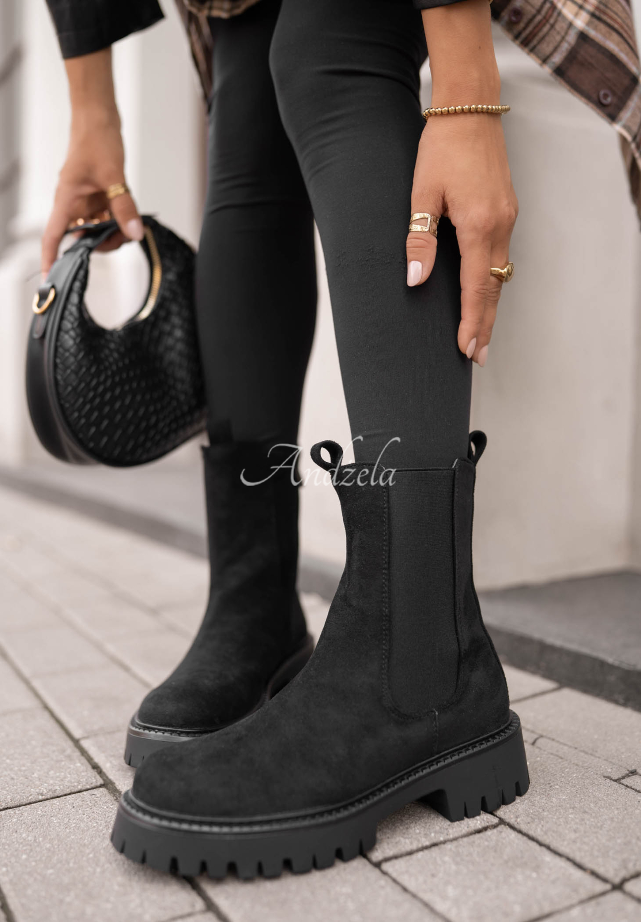 Stiefeletten aus Wildlederimitat Timeless Step Schwarz