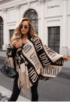 Tuch ponczo oversize Mit Muster No Reply Beige-Schwarz