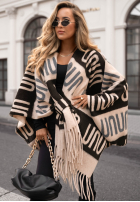 Tuch ponczo oversize Mit Muster No Reply Beige-Schwarz