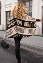 Tuch ponczo oversize Mit Muster No Reply Beige-Schwarz
