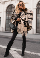Tuch ponczo oversize Mit Muster No Reply Beige-Schwarz