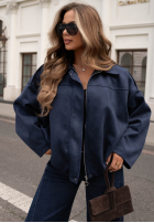 Zamszowa Jacke bomberka oversize Early Season Himmelblau