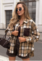 Hemd w kratę z ozdobną aplikacją Just Perfect Camel