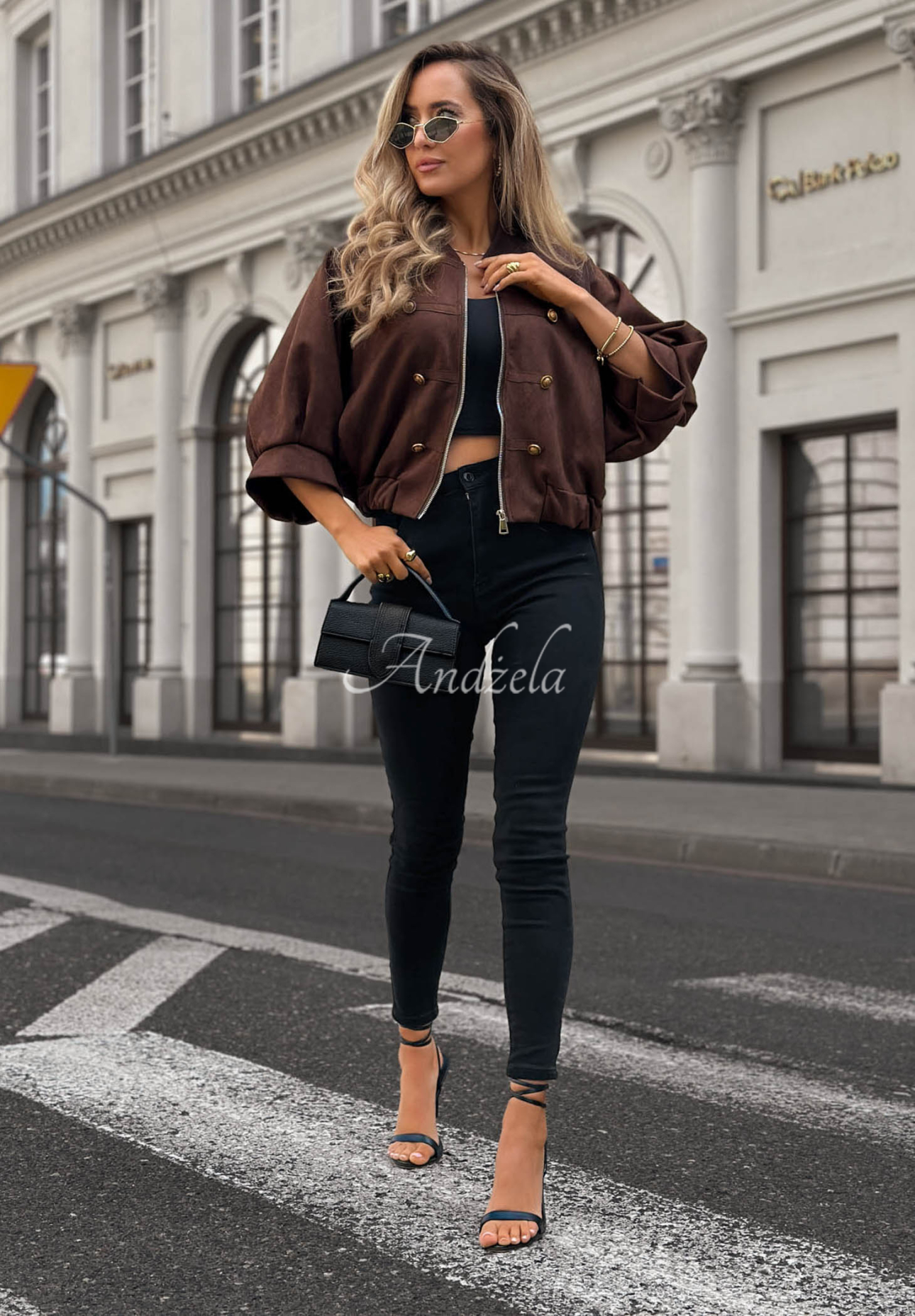 Wildlederjacke im Napoleon-Stil Elegant Force Schokoladenbraun
