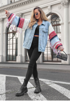 Jeans Jacke katana ze sweterkowymi rękawami Modern Knit Hellblau