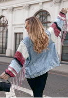 Jeans Jacke katana ze sweterkowymi rękawami Modern Knit Hellblau