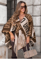 Tuch ponczo oversize Mit Muster No Reply Beige-Schwarz