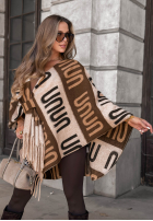 Tuch ponczo oversize Mit Muster No Reply Beige-Schwarz