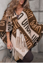 Tuch ponczo oversize Mit Muster No Reply Beige-Schwarz