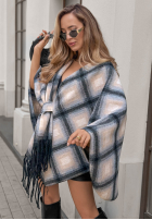 Tuch ponczo w kratę Autumn Calling Beige-Schokoladenbraun
