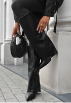 Lange skórzane Stiefel Modern Grace Schwarz