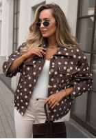 Krótka pikowana Jacke w Punkte Autumn Dots Schokoladenbraun