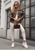 Krótka pikowana Jacke w Punkte Autumn Dots Schokoladenbraun