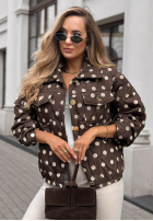 Krótka pikowana Jacke w Punkte Autumn Dots Schokoladenbraun