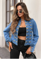 Krótka Jeans Jacke katana z guzikami Your Choice Blau