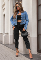 Krótka Jeans Jacke katana z guzikami Your Choice Blau