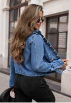 Krótka Jeans Jacke katana z guzikami Your Choice Blau
