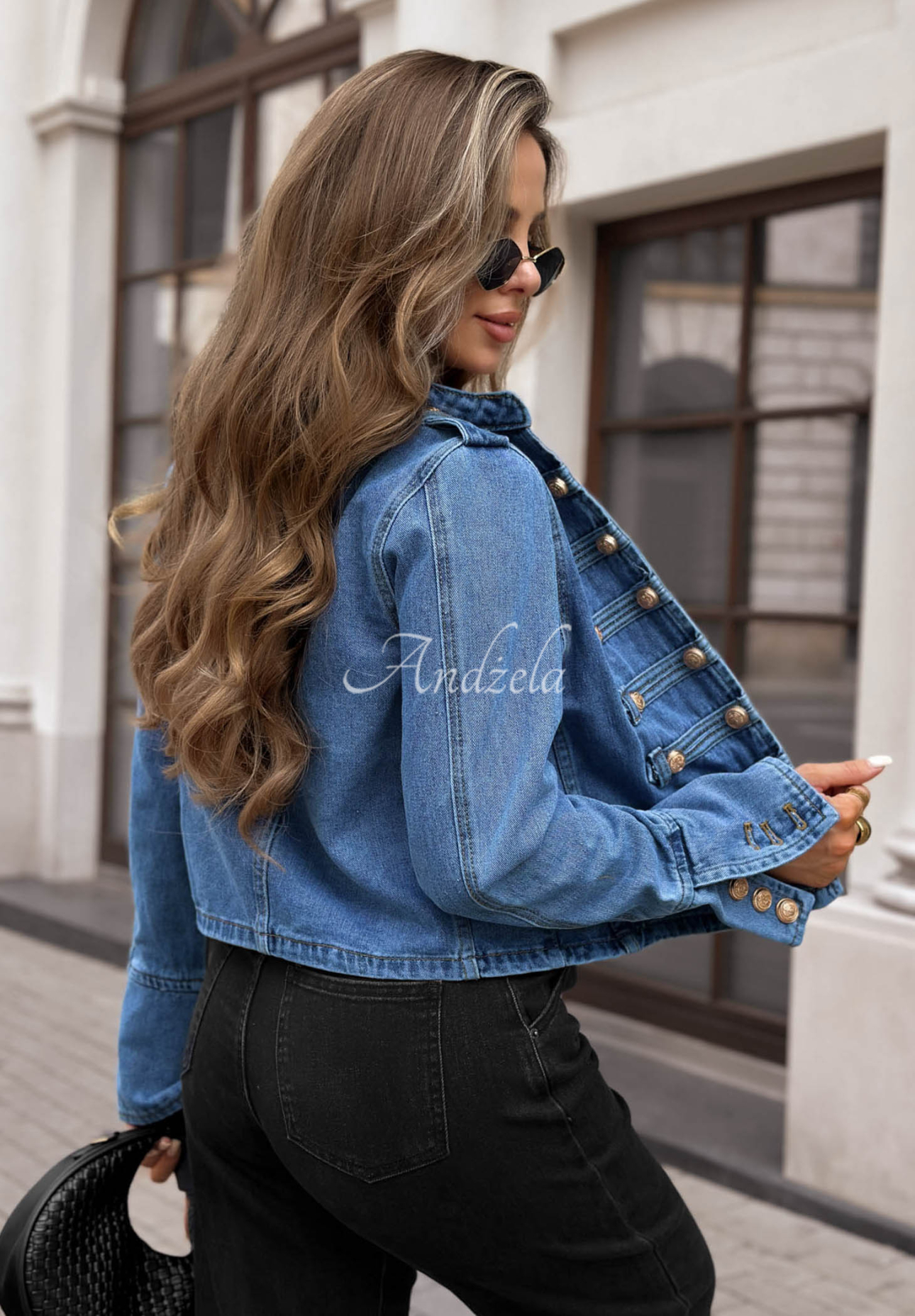 Kurze Jeansjacke im Napoleon-Stil mit Knöpfen Your Choice Blau