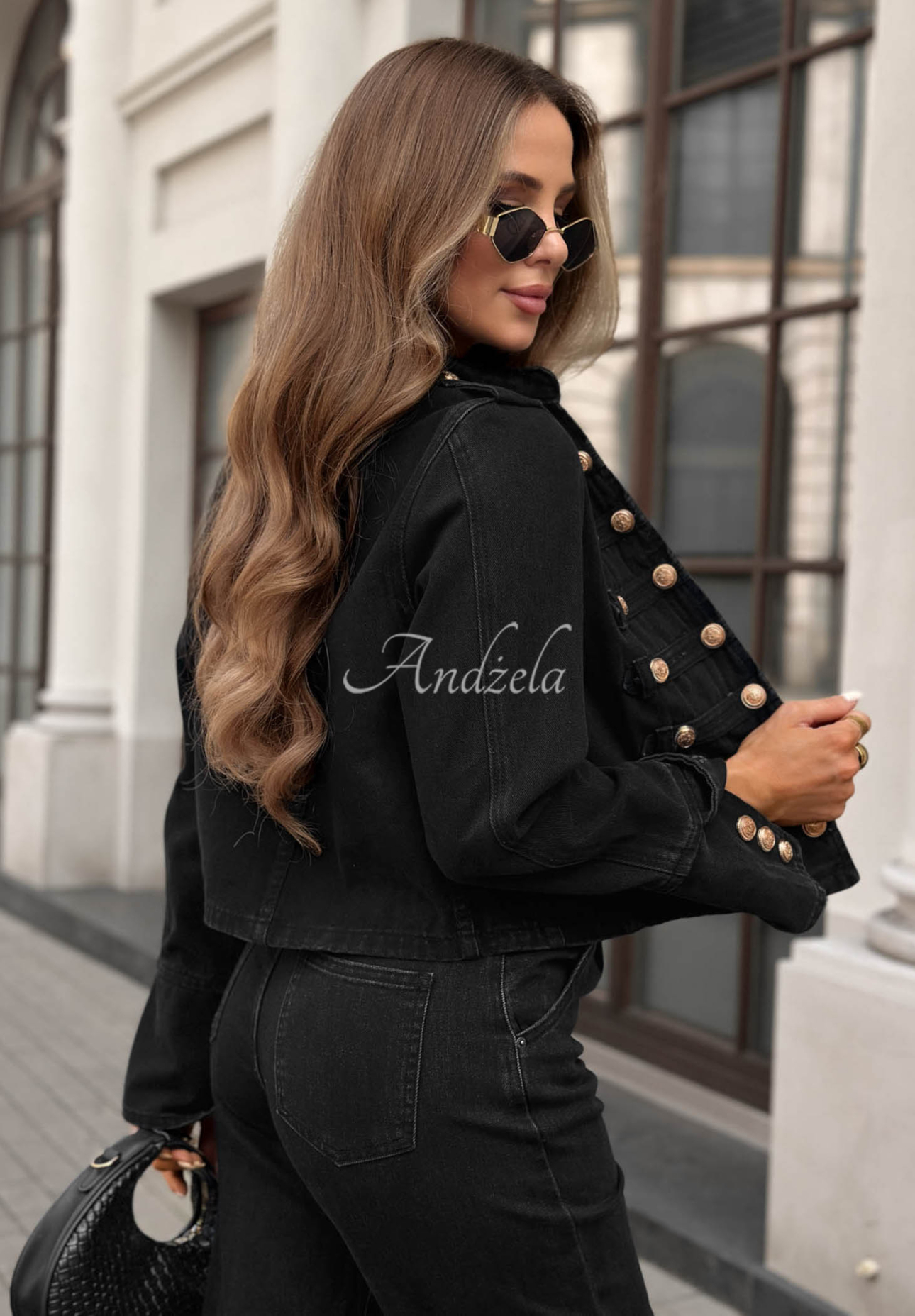 Kurze Jeansjacke im Napoleon-Stil mit Knöpfen Your Choice Dunkelblau