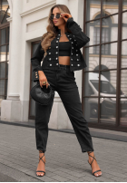 Hose Jeans mom fit Lost Message Schokoladenbraun