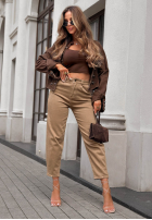 Hose Jeans mom fit Lost Message Schokoladenbraun