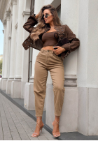 Hose Jeans mom fit Lost Message Schokoladenbraun