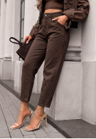 Hose Jeans mom fit Lost Message Schokoladenbraun