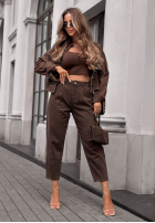 Hose Jeans mom fit Lost Message Schokoladenbraun