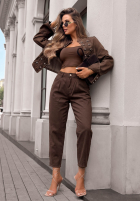 Hose Jeans mom fit Lost Message Schokoladenbraun