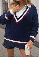 Pullover oversize z dekoltem Casual Girl Dunkelblau