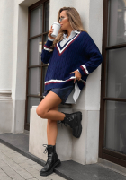 Pullover oversize z dekoltem Casual Girl Dunkelblau