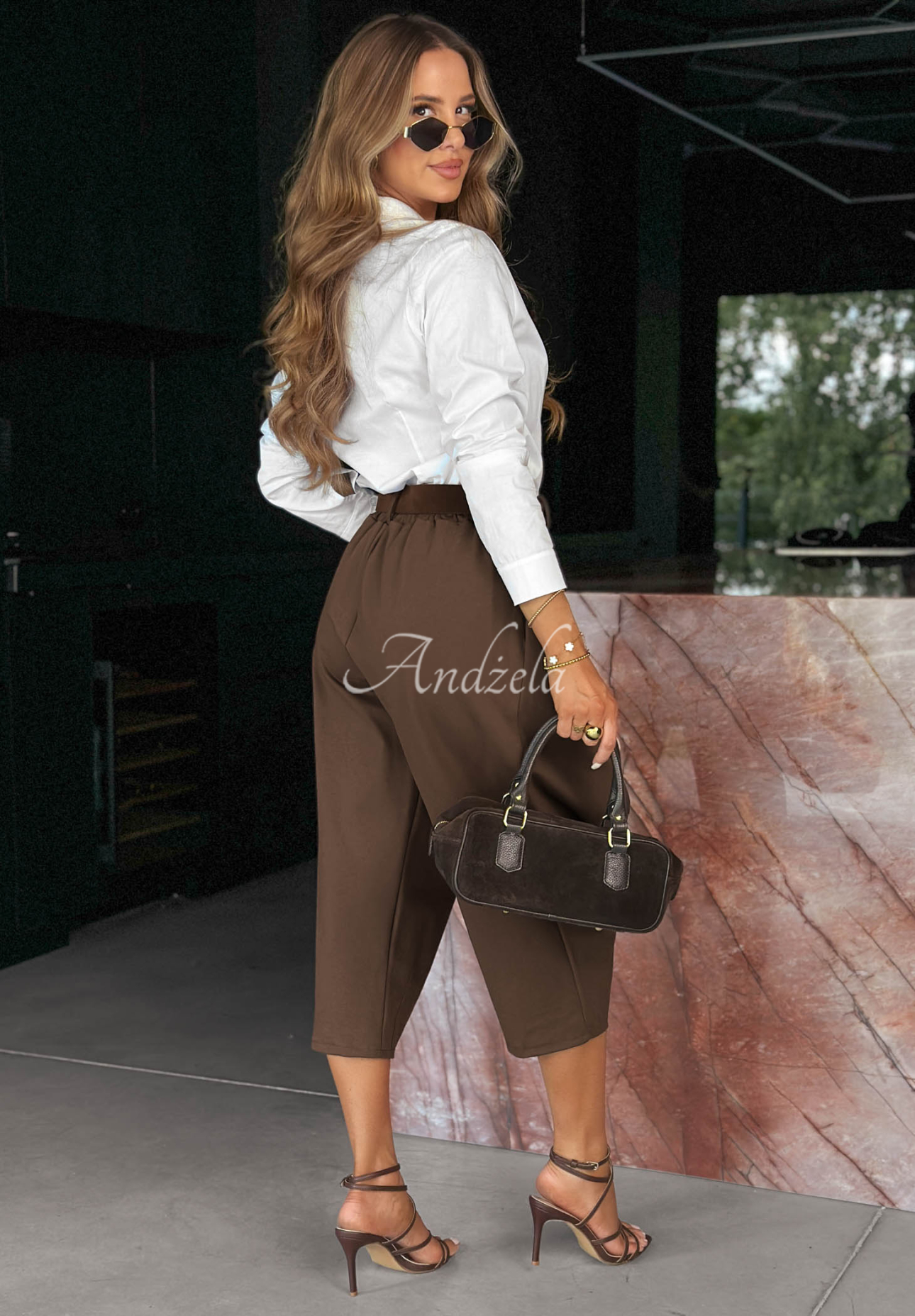 Viskosehose mit Wickelfront Cozy Trails Schokoladenbraun