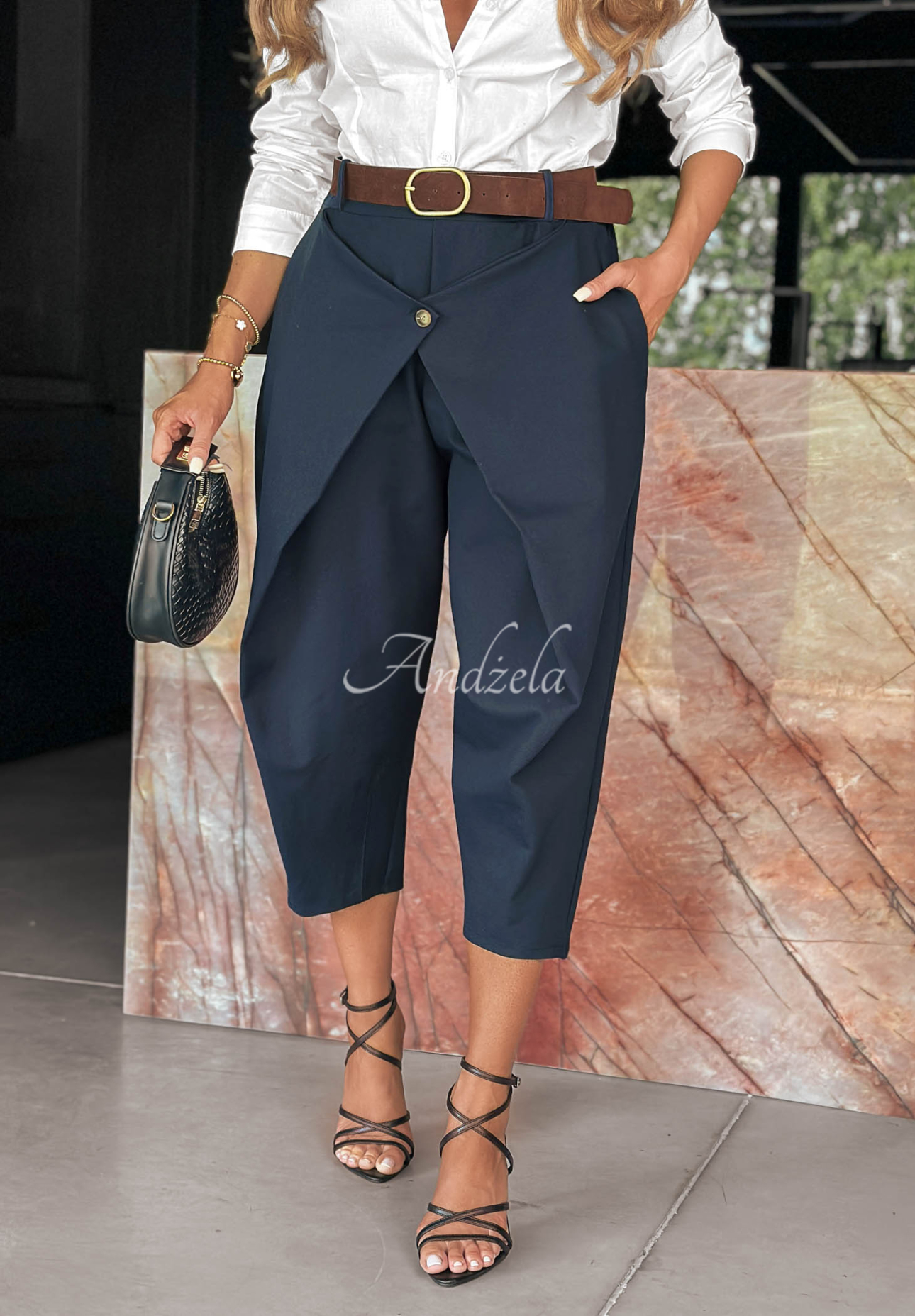 Viskosehose mit Wickelfront Cozy Trails Dunkelblau