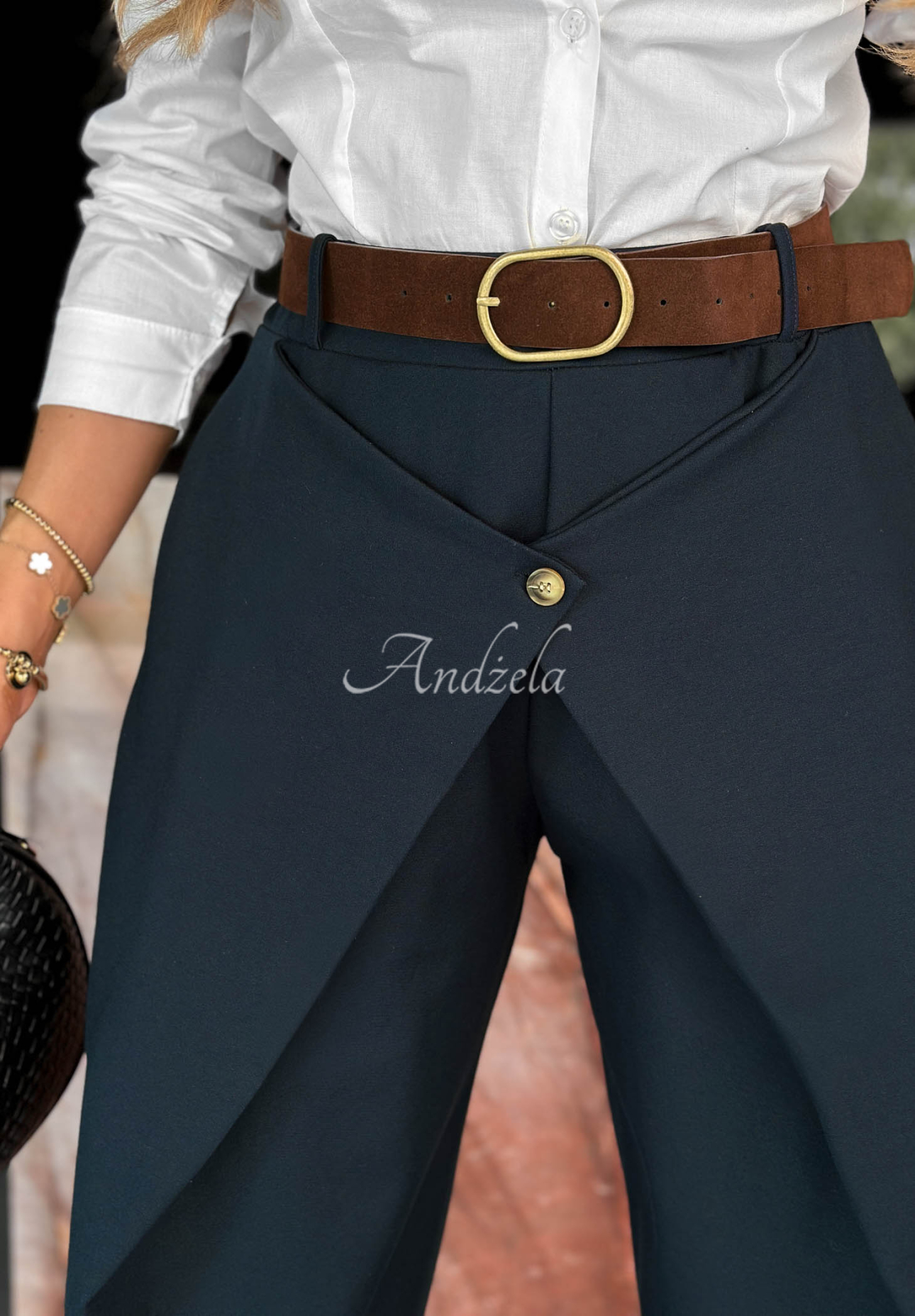 Viskosehose mit Wickelfront Cozy Trails Dunkelblau