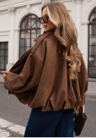 Zamszowa Jacke bomberka oversize Early Season Schokoladenbraun