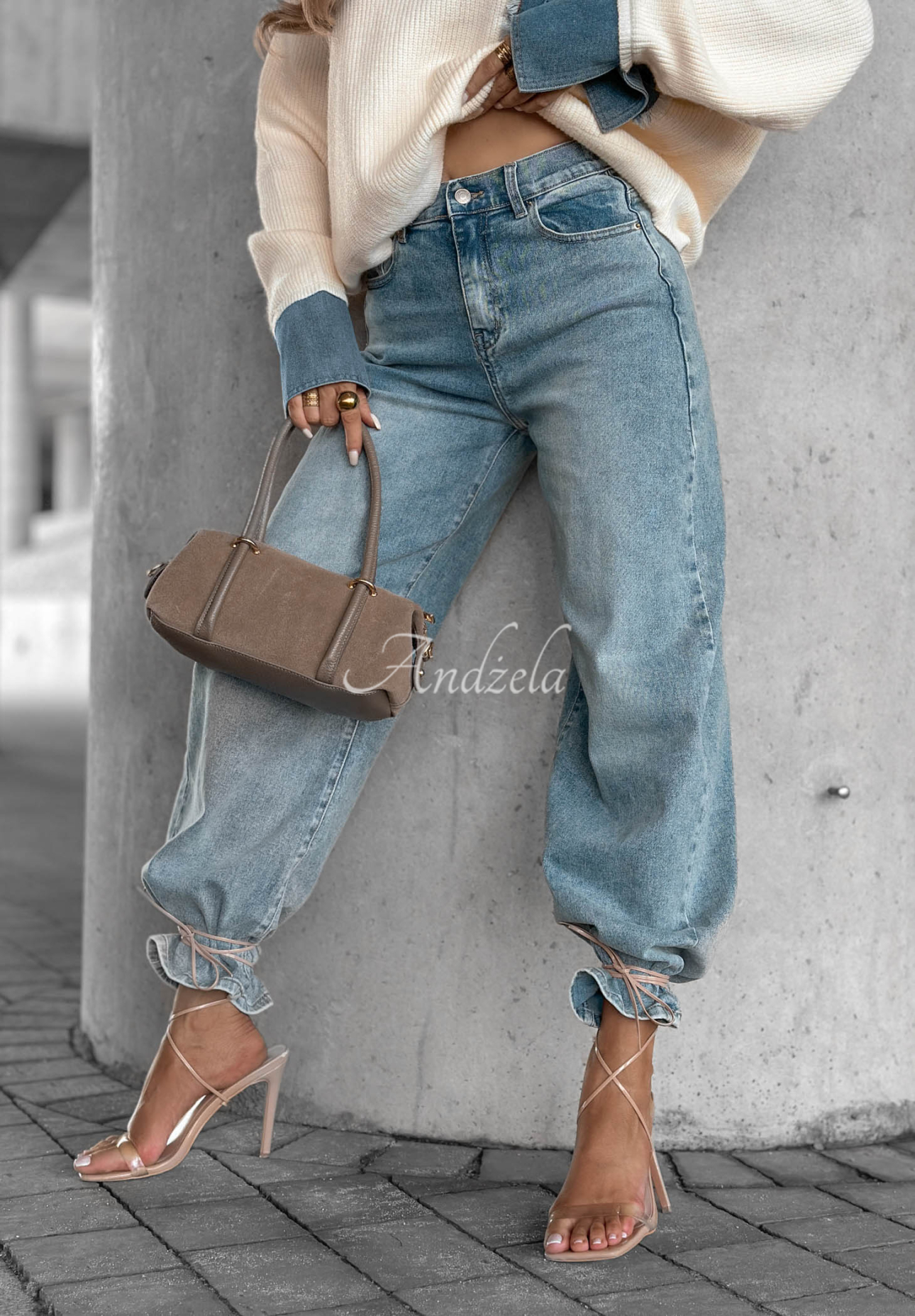 Jeanshose im Ballon-Stil Fall Ready Hellblau