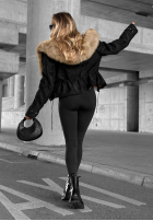 Zamszowa Jacke z futerkiem Honey Autumn Schwarz