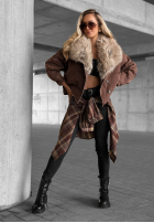 Krótka Jeans Jacke z futerkiem Autumn Teddy Schokoladenbraun
