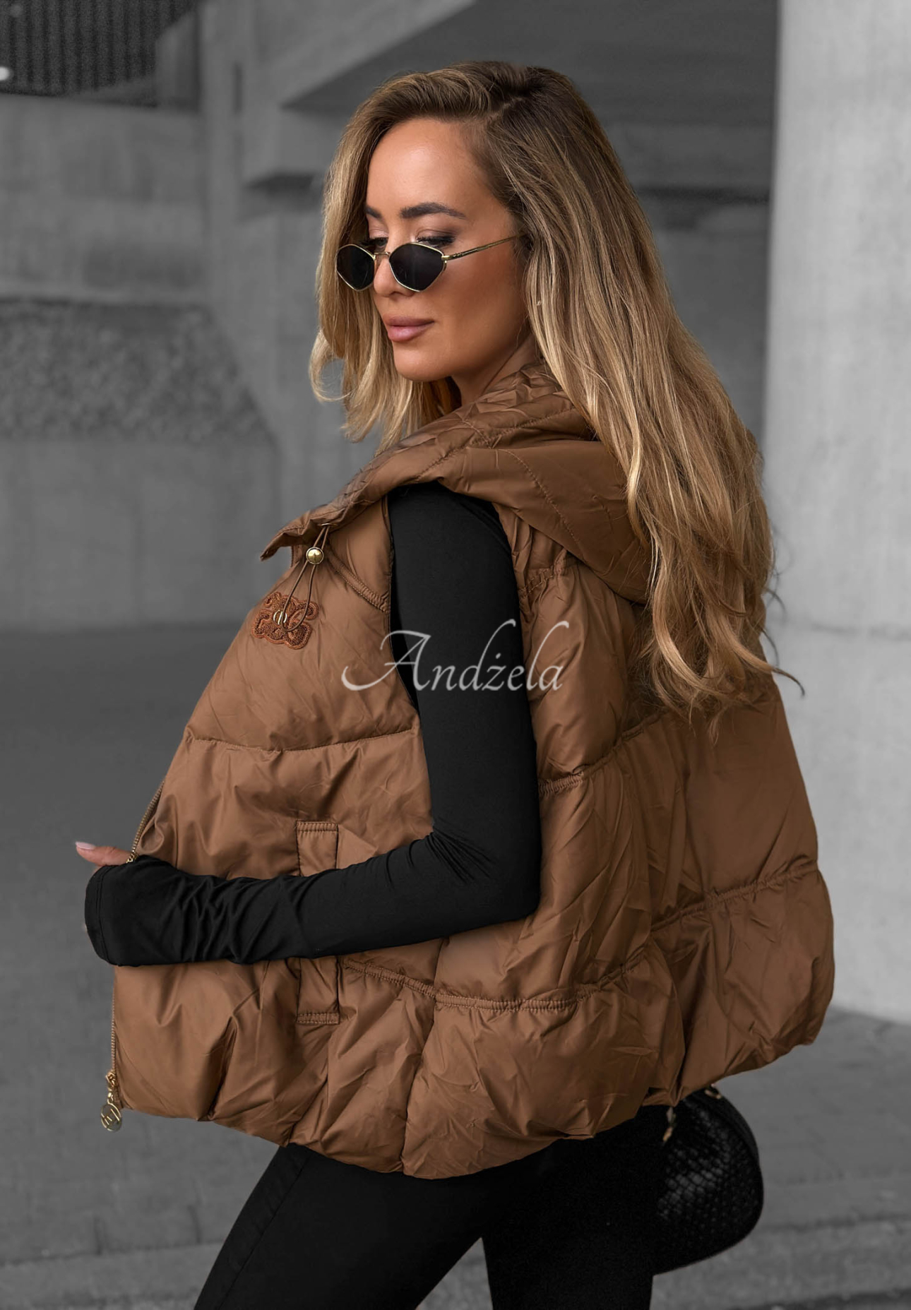 Gesteppte Weste mit Kapuze Cinnamon Sky Camel