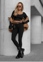 Hose Jeans skinny z paskiem Take Care Schwarz
