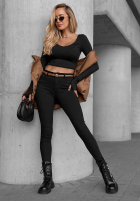 Hose Jeans skinny z paskiem Take Care Schwarz