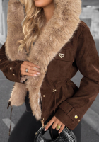 Zamszowa Jacke z futerkiem Honey Autumn Schwarz