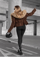 Zamszowa Jacke z futerkiem Honey Autumn Schwarz